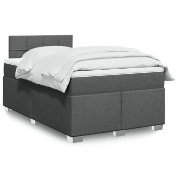 Pat box spring cu saltea, gri închis, 120x190 cm, textil - Img 1