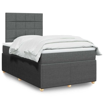 Pat box spring cu saltea, gri închis, 120x190 cm, textil - Img 1