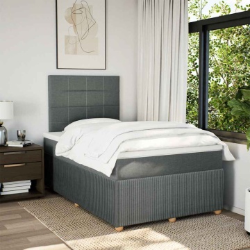 Pat box spring cu saltea, gri închis, 120x190 cm, textil - Img 3