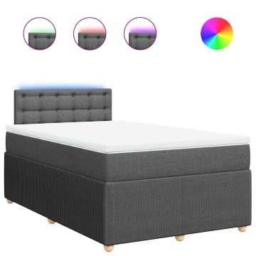 Pat box spring cu saltea, gri închis, 120x190 cm, textil - Img 2
