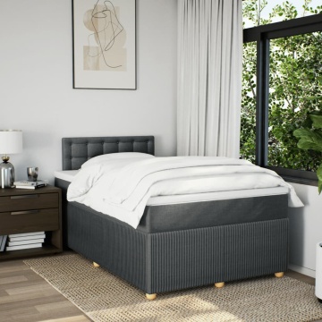Pat box spring cu saltea, gri închis, 120x200 cm, textil - Img 3