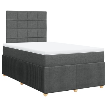 Pat box spring cu saltea, gri închis, 120x200 cm, textil - Img 3