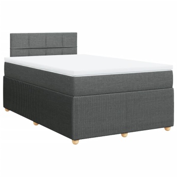 Pat box spring cu saltea, gri închis, 120x200 cm, textil - Img 2