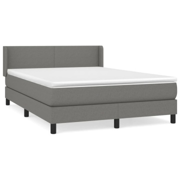 Pat box spring cu saltea, gri închis, 140x190 cm, textil - Img 2