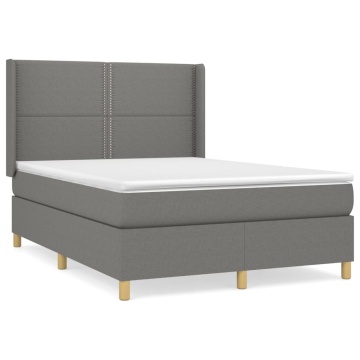 Pat box spring cu saltea, gri închis, 140x200 cm, textil - Img 2