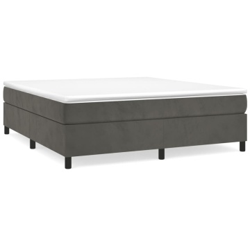 Pat box spring cu saltea, gri închis, 160x200 cm, catifea - Img 2