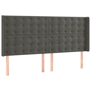 Pat box spring cu saltea, gri închis, 180x200 cm, catifea - Img 5