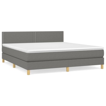 Pat box spring cu saltea, gri închis, 180x200 cm, textil - Img 2