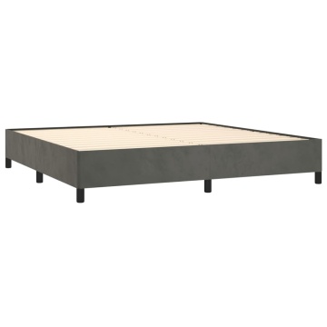 Pat box spring cu saltea, gri închis, 200x200 cm, catifea - Img 4