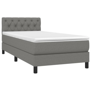 Pat box spring cu saltea, gri închis, 80x200 cm, textil - Img 3