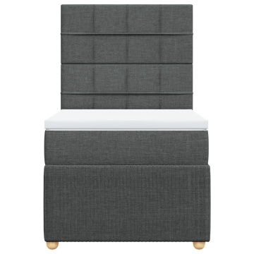 Pat box spring cu saltea, gri închis, 80x200 cm, textil - Img 4