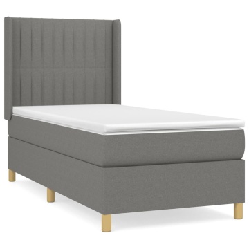 Pat box spring cu saltea, gri închis, 90x190 cm, textil - Img 2
