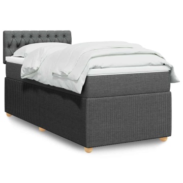 Pat box spring cu saltea, gri închis, 90x190 cm, textil - Img 1