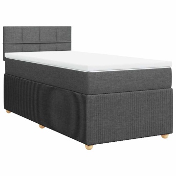 Pat box spring cu saltea, gri închis, 90x190 cm, textil - Img 2