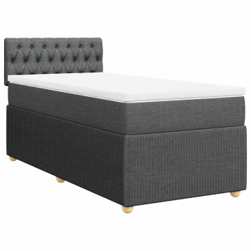 Pat box spring cu saltea, gri închis, 90x190 cm, textil - Img 2