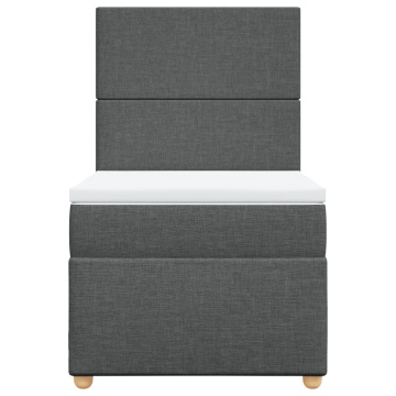 Pat box spring cu saltea, gri închis, 90x200 cm, textil - Img 4