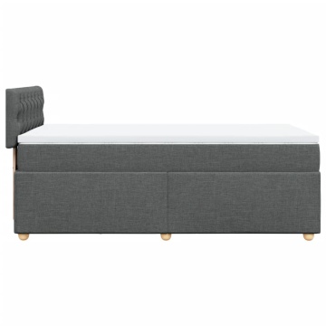 Pat box spring cu saltea, gri închis, 90x200 cm, textil - Img 6