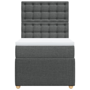 Pat box spring cu saltea, gri închis, 90x200 cm, textil - Img 5