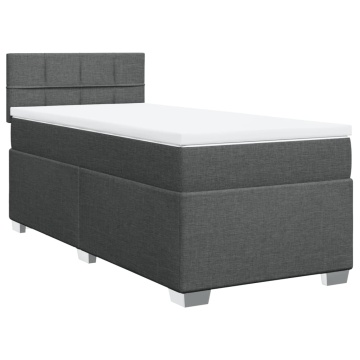 Pat box spring cu saltea, gri închis, 90x200 cm, textil - Img 3