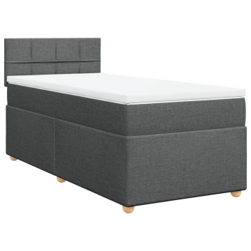 Pat box spring cu saltea, gri închis, 90x200 cm, textil - Img 2