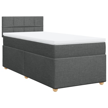 Pat box spring cu saltea, gri închis, 90x200 cm, textil - Img 3