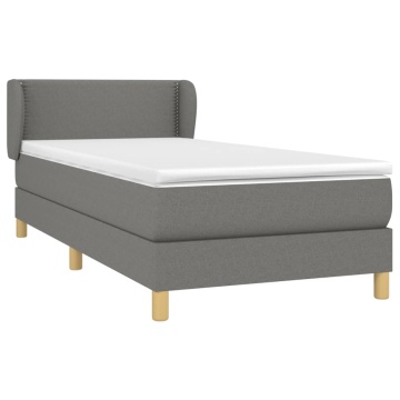 Pat box spring cu saltea, gri închis, 90x200 cm, textil - Img 3