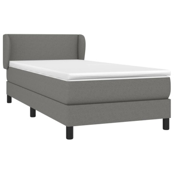 Pat box spring cu saltea, gri închis, 90x200 cm, textil - Img 3
