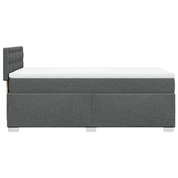 Pat box spring cu saltea, gri închis, 90x200 cm, textil - Img 8