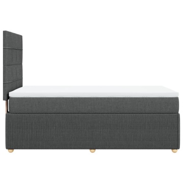 Pat box spring cu saltea, gri închis, 90x200 cm, textil - Img 8
