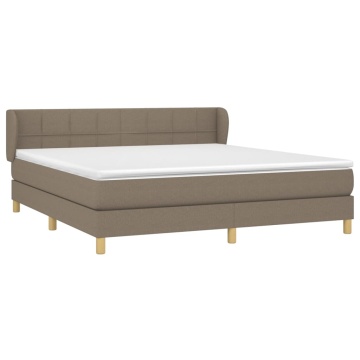 Pat box spring cu saltea, gri taupe, 160x200 cm material textil - Img 3