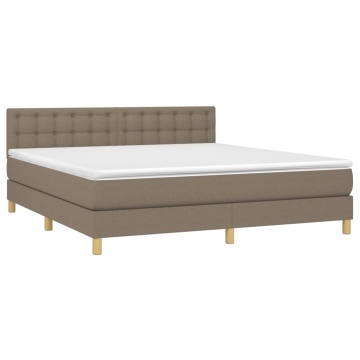 Pat box spring cu saltea, gri taupe, 160x200 cm material textil - Img 3