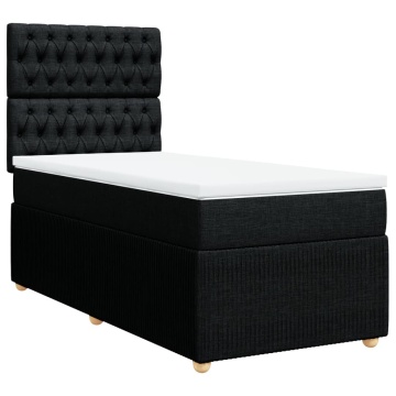 Pat box spring cu saltea, negru, 100x200 cm, textil - Img 2