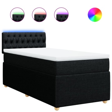 Pat box spring cu saltea, negru, 100x200 cm, textil - Img 2