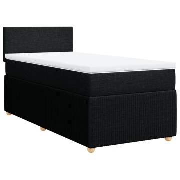Pat box spring cu saltea, negru, 100x200 cm, textil - Img 2