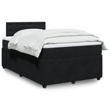 Pat box spring cu saltea, negru, 120x200 cm, catifea - Img 1