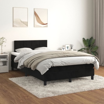 Pat box spring cu saltea, negru, 120x200 cm, catifea - Img 1