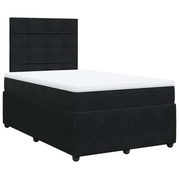 Pat box spring cu saltea, negru, 120x200 cm, catifea - Img 2