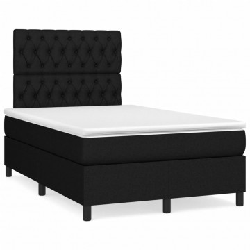 Pat box spring cu saltea, negru, 120x200 cm, textil - Img 2