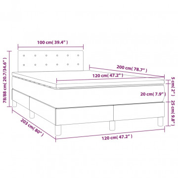 Pat box spring cu saltea, negru, 120x200 cm, textil - Img 6