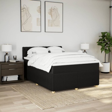 Pat box spring cu saltea, negru, 140x200 cm, textil - Img 4
