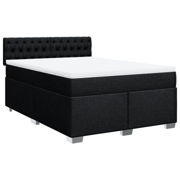 Pat box spring cu saltea, negru, 140x200 cm, textil - Img 3