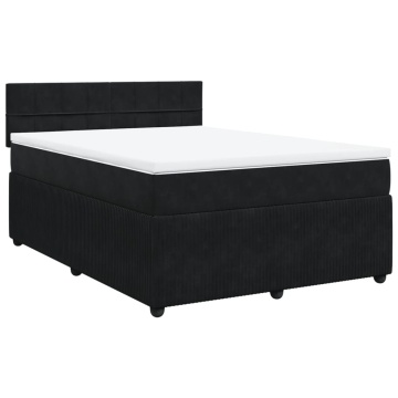 Pat box spring cu saltea, negru, 160x200 cm, catifea - Img 2
