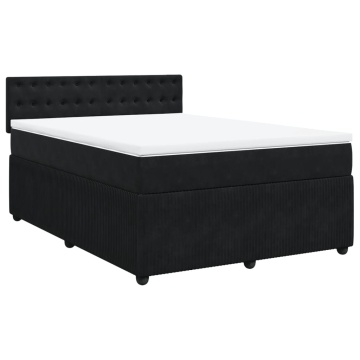 Pat box spring cu saltea, negru, 160x200 cm, catifea - Img 2
