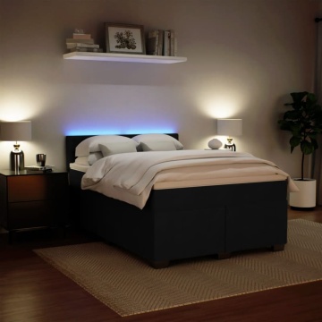 Pat box spring cu saltea, negru, 160x200 cm, catifea - Img 4