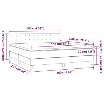 Pat box spring cu saltea, negru, 160x200 cm, catifea - Img 6