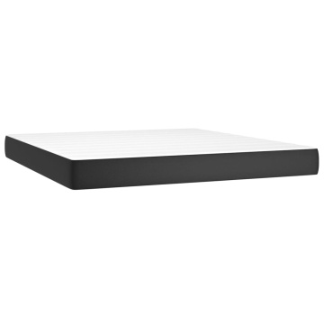 Pat box spring cu saltea, negru, 160x200 cm, piele ecologică - Img 7