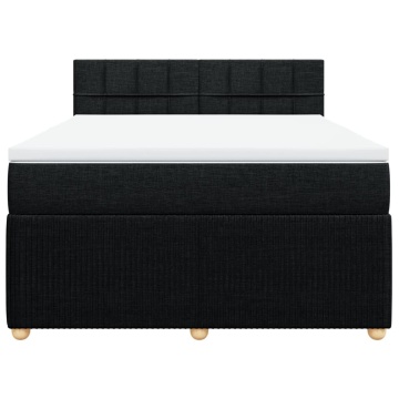 Pat box spring cu saltea, negru, 160x200 cm, textil - Img 4