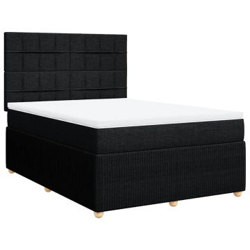 Pat box spring cu saltea, negru, 160x200 cm, textil - Img 2