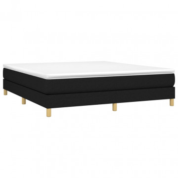 Pat box spring cu saltea, negru, 180x200 cm, catifea - Img 3