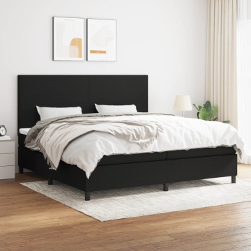 Pat box spring cu saltea, negru, 200x200 cm, textil - Img 1